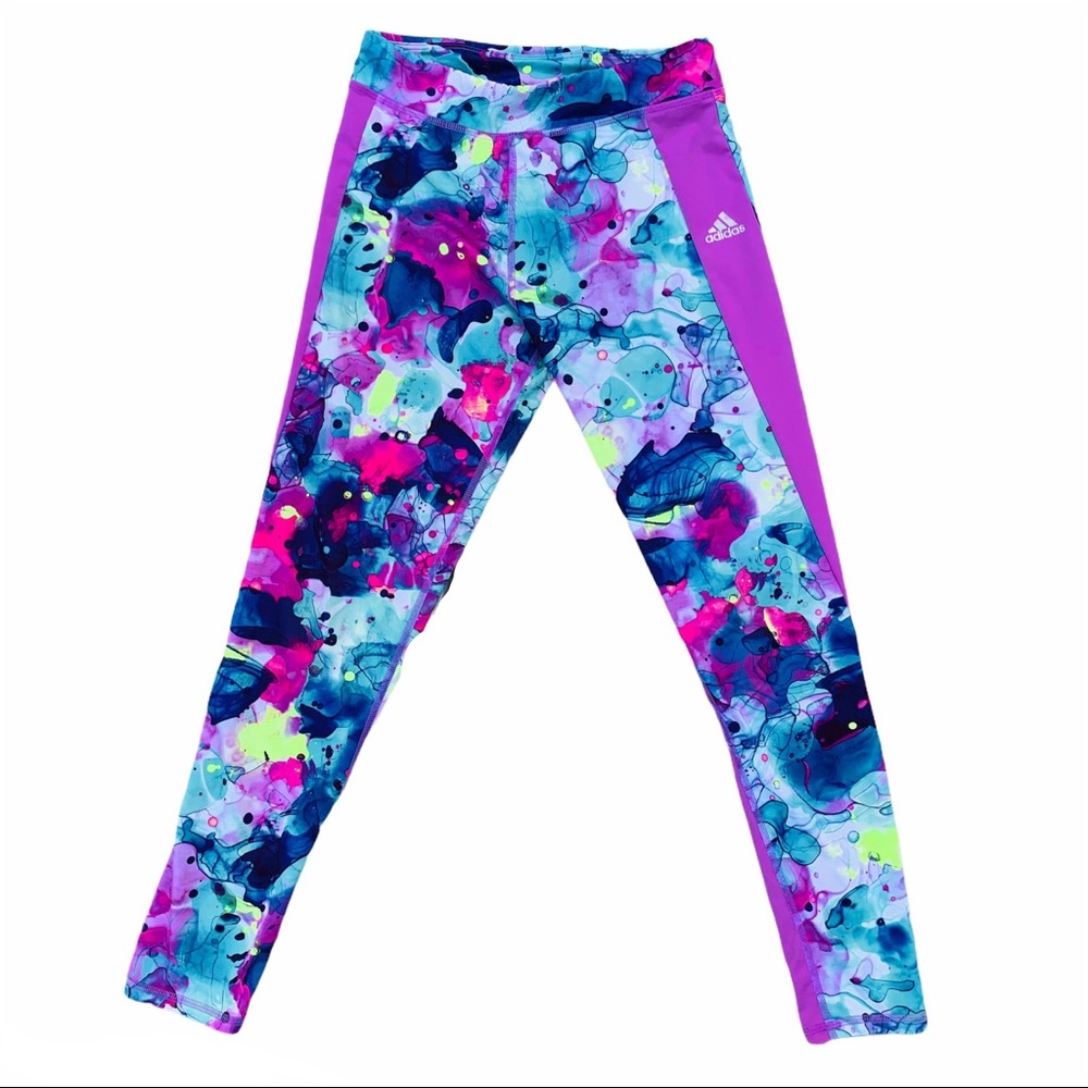 Adidas Climalite Unicorn Lavender Colorblock Stripe Colorful Leggings
